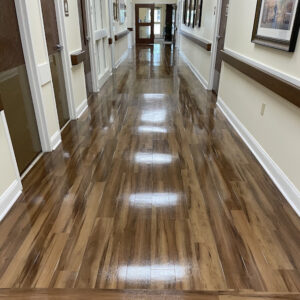 Hallway polished wooden flooring