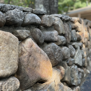 Outdoor stone wall construction